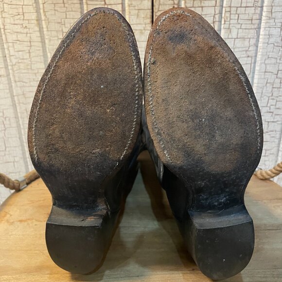 Vintage Justin Cowboy Western Black Leather Boots #2401 US 8.5D - Picture 4 of 5